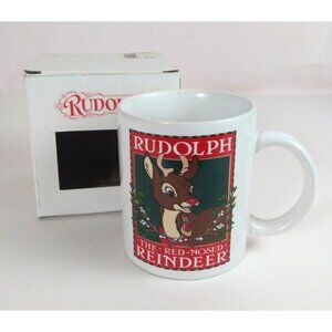 Vintage 1993 Applause Rudolph The Red=Nosed Reindeer Coffee Cup With Box